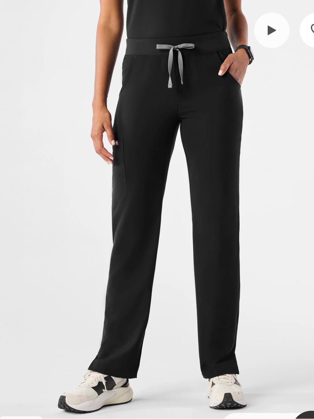 Figs Kade Straight-Leg Scrub Pant Black With Gray Drawstring